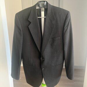 Jeffrey Banks Mens 42R 100% Wool Blazer Sport Coat Dark Gray Windowpane Classic